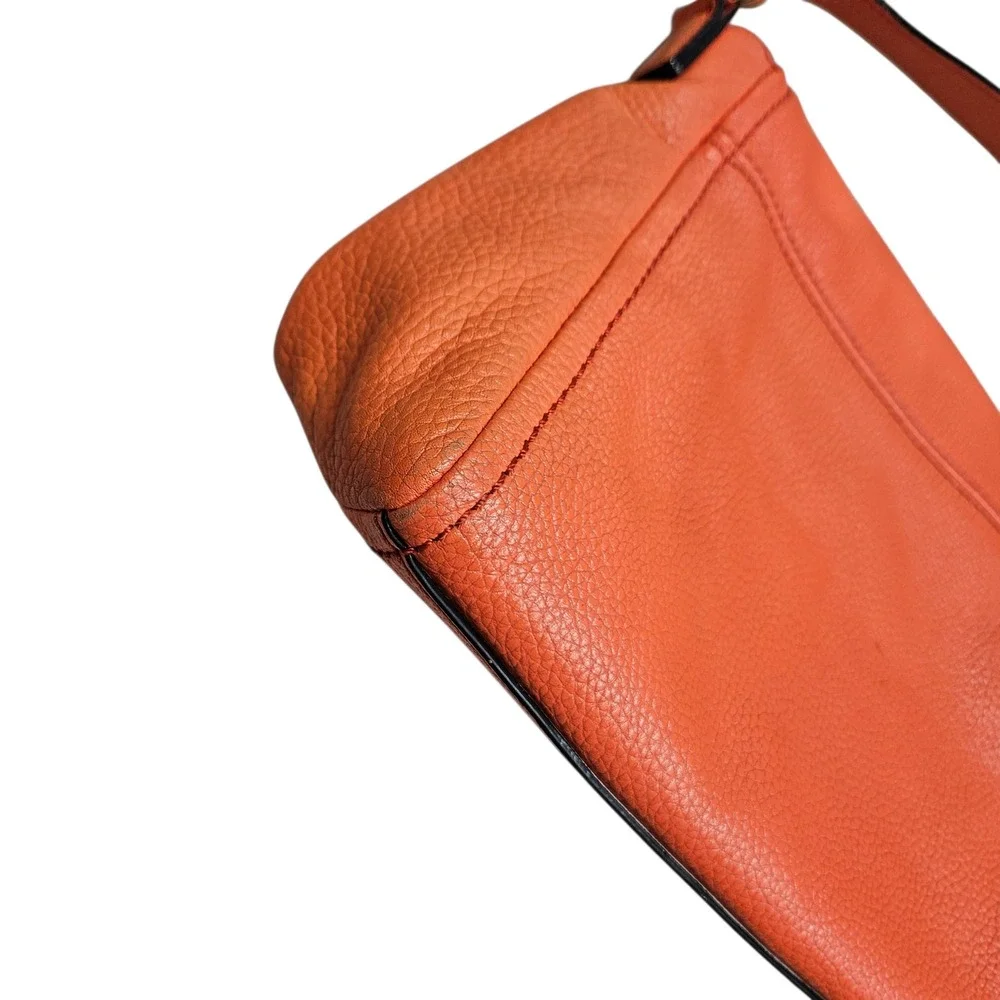 Kate Spade Pebbled Leather Crossbody Bag Coral Orange Flap Zip‎ Pocket Bright